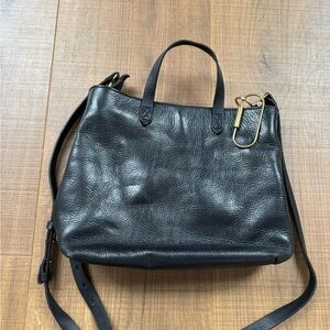 Madewell Black Leather Tote Bag